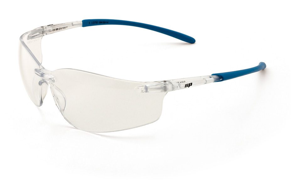 Lunettes à oculaires transparents, avec branches flexibles.